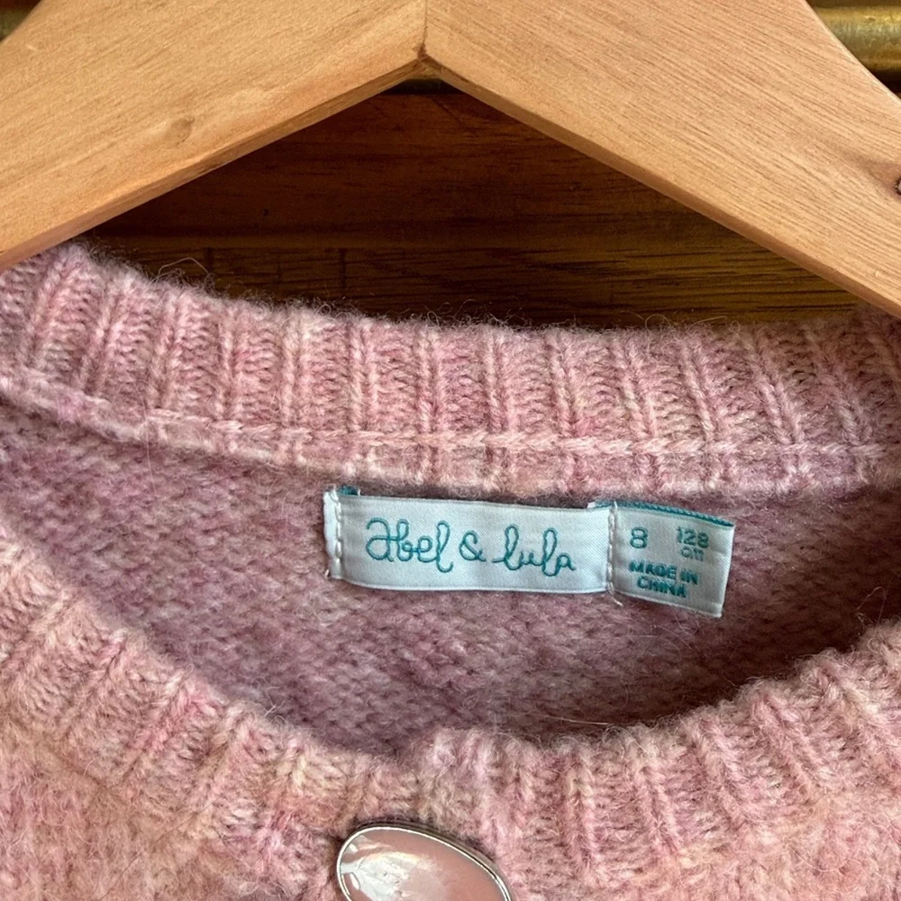 Abel & Lula girls pink knitted floral cardigan